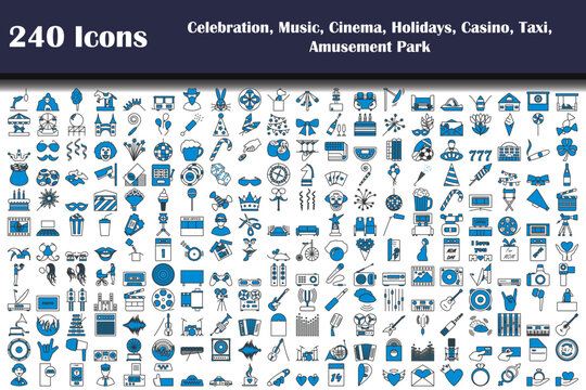 240 Icons Of Celebration, Music, Cinema, Holidays, Casino, Taxi, Amusement Park