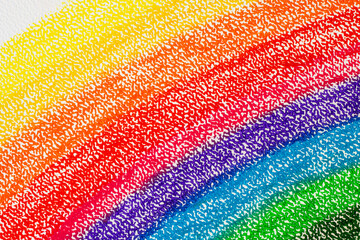 Rainbow colors blended on art paper using colorful pastel pencils