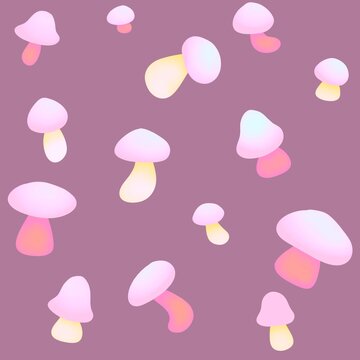 Estampado oto&ntilde;al de setas rosadas y amarillas sobre fondo marr&oacute;n