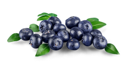 Fresh Ripe Blueberries on white background