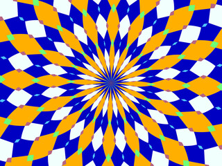 Blue yellow mandala, round shapes, floral design, oriental symbol, abstract background