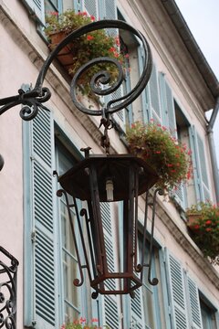 old street lamp in burgundy 