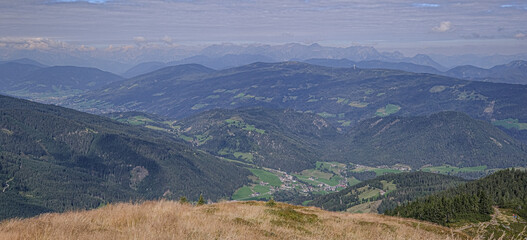 View towards North-West into Salzburg region, as seen from Gasselhohe summit (2001 m), located near...