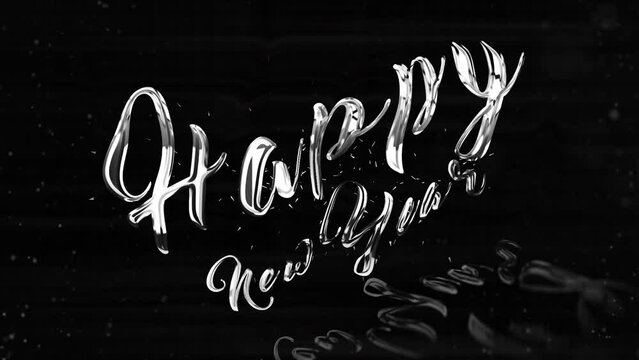 Happy new year 2023, Typography Silver text animation.  New Year,  black background. design, Welcome celebrate greeting card decorative and Holiday Wishes celebration festive theme