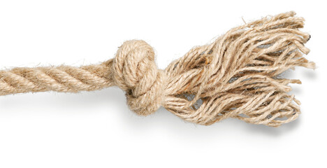 Coiled rope on a white background close up
