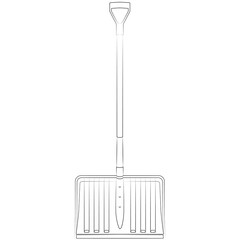 Snow shovel, snow plow with ergonomic handle, snow clearer for small and large amounts of snow  sketch drawing, contour lines drawn