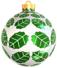 Transparent green and white leaf Christmas ball