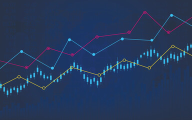 Graph  in stock market. Financial chart with uptrend line.