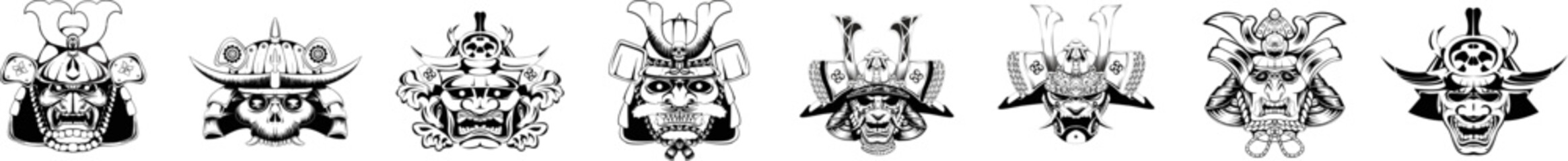 Illustration of the samurai helmet - obrazy, fototapety, plakaty