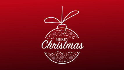 Merry Christmas dark red minimalistic banner vector illustration.