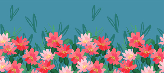Fototapeta premium Floral seamless border. Vector design for paper, cover, fabric, interior decor and other