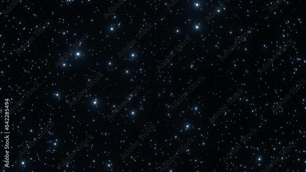 Sticker flying in the universe turning circularly through stars on black background. looping video. 3d rende