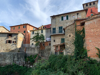 Fototapeta na wymiar Loro Ciuffenna, Tuscany, Italy. Loro Ciuffenna is a comune in the Province of Arezzo in the Italian region Tuscany, medieval village with the oldest water mill in Tuscany.