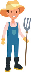 Vector illustration of farmer isolated on white background. Jobs and occupations concept. Cartoon characters. Farmer man. Education and school kids coloring page.