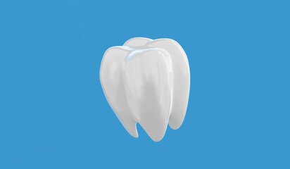 Dental model of white tooth 3d render illustration