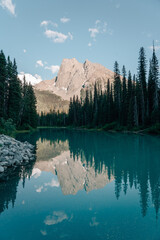 Mountain reflection in the blue Emerald lake