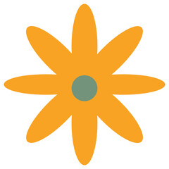 Flower in retro groovy style on a white background. Vector illustration