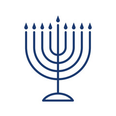 Hanukkah menorah simple line style vector illustration