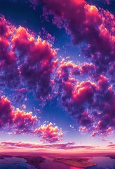 Fototapeta na wymiar Seamless dark blue and pink sky before sunset hdri panorama 360 degrees angle view with beautiful clouds for use in 3d graphics or game development as sky dome or edit drone shot