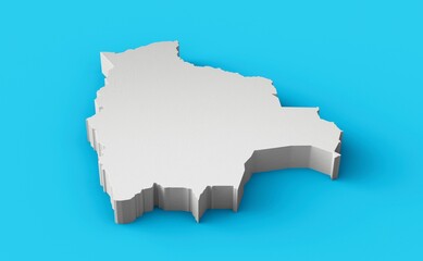 3d rendering of Bolivia map isolated on blue background