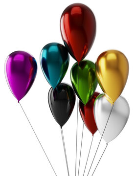 Isolated 3D Colored Balloons Render