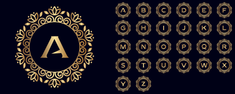 vintage gold logo letters design