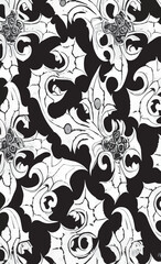 Decorative black and white gothic ornament, base for tattoo