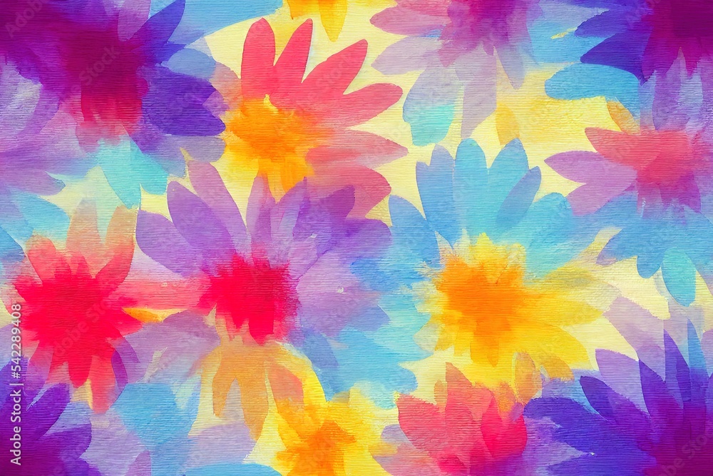 Poster patchwork seamless pattern on watercolor background