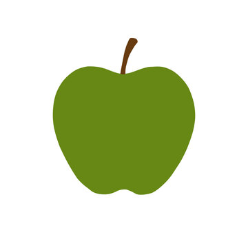 Apple illustration isolated on white background. Green apple fruit close-up. Apple icon. Vegan food. Vegetarian food