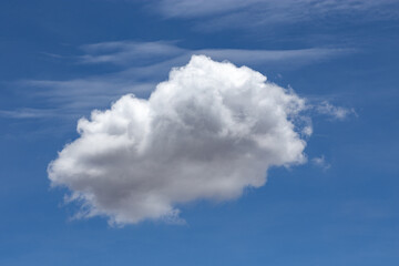 Naklejka na ściany i meble White cotton flake cloud isolated on blue sky background