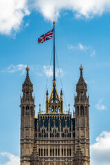 Fototapeta na wymiar Top of Victoria Tower of Palace of Westminster in London