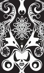 Decorative black and white gothic ornament, base for tattoo