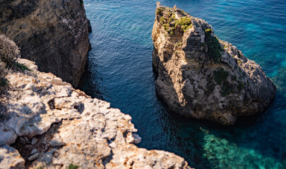 broken part of a cliff in the sea