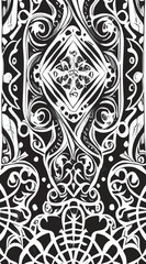Decorative black and white gothic ornament, base for tattoo