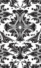 Decorative black and white gothic ornament, base for tattoo
