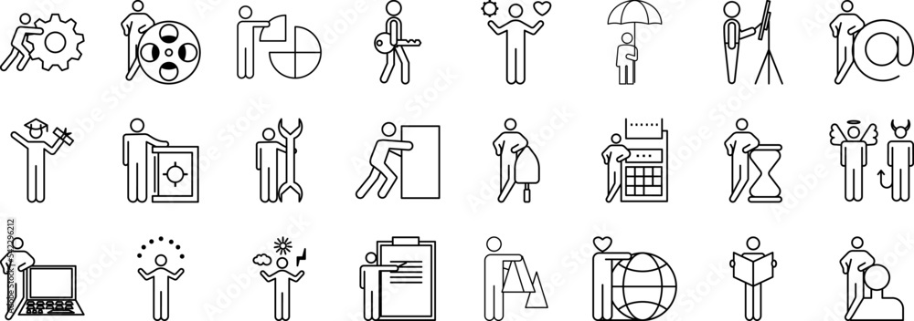 Poster conceptual figures icon collections vector design