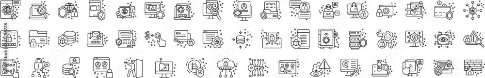Poster cyber security icon collections vector design