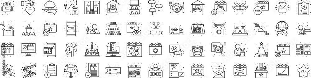 Poster event management icon collections vector design