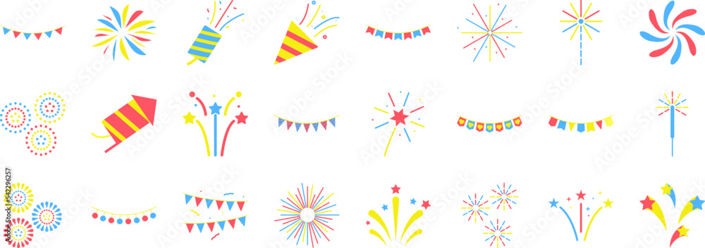 Poster fireworks icon collections vector design