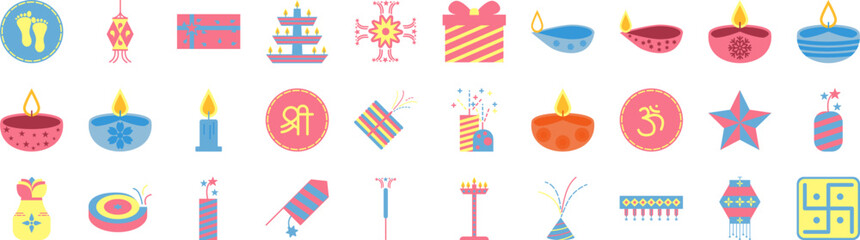 Diwali icon collections vector design