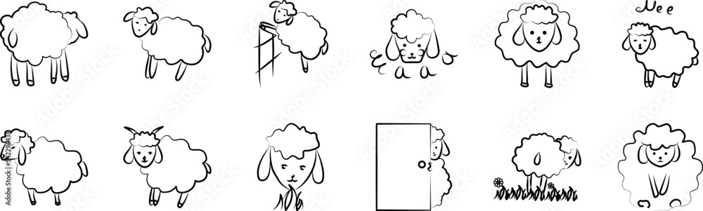 Poster sheep icon collections vector design