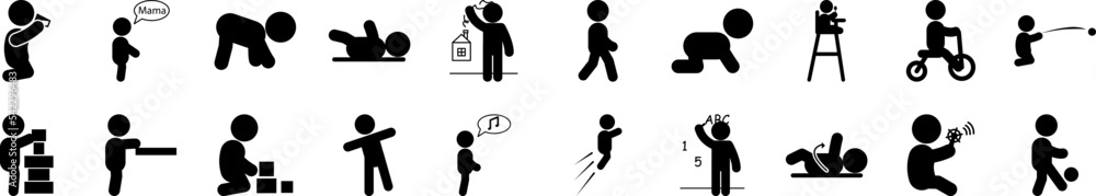 Poster toddler development icon collections vector design