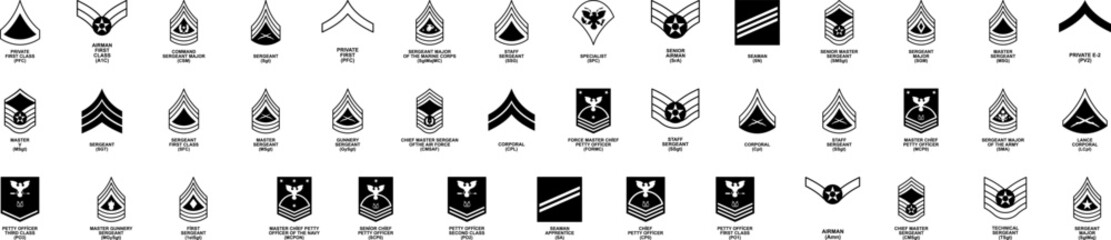 Rank structure usa army marines air force navy vector design - obrazy, fototapety, plakaty