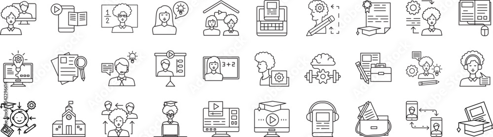 Poster learning icon collections vector design