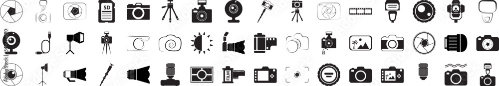 Poster camera elements icon collections vector design