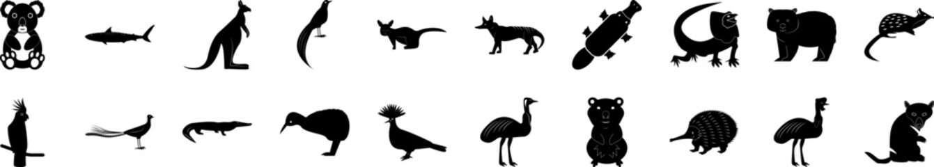 Australian animals icon collections vector design
