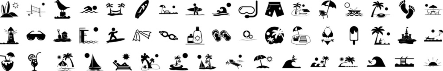 Beach icon collections vector design
