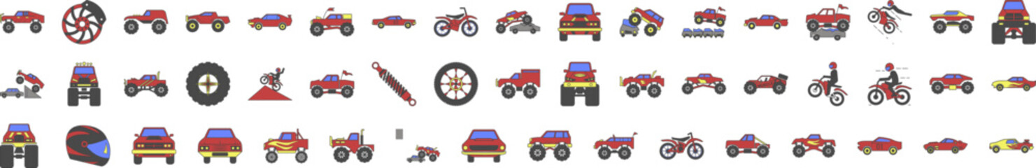 Bigfoot car field otline icon collections vector design