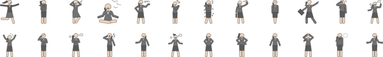 Businesswoman feeling and emonations icon collections vector design