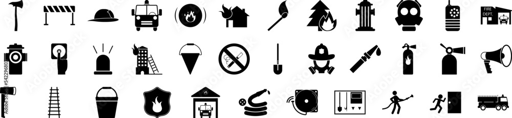 Poster fireman icon collections vector design